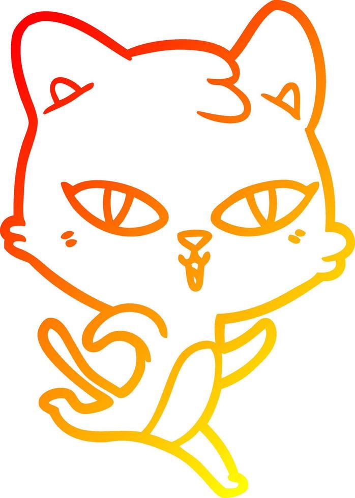 gato de dibujos animados de dibujo de línea de gradiente cálido vector