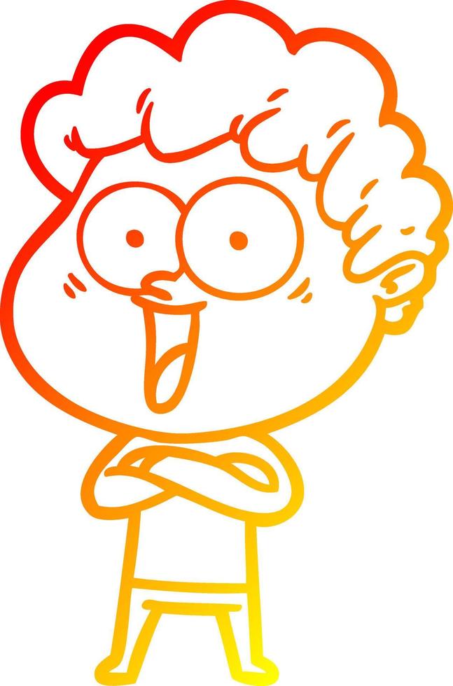 warm gradient line drawing cartoon happy man vector