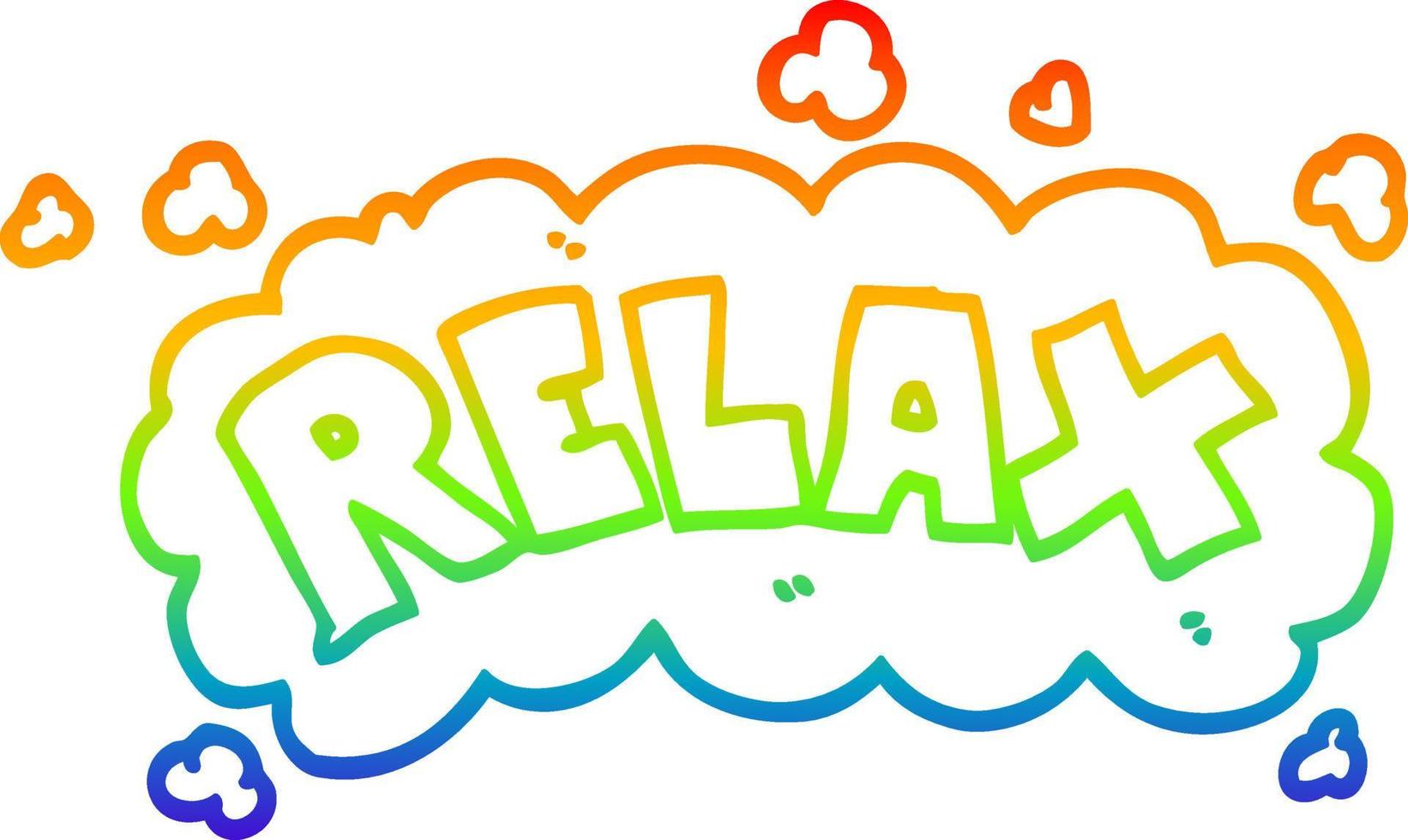 rainbow gradient line drawing cartoon relax symbol vector