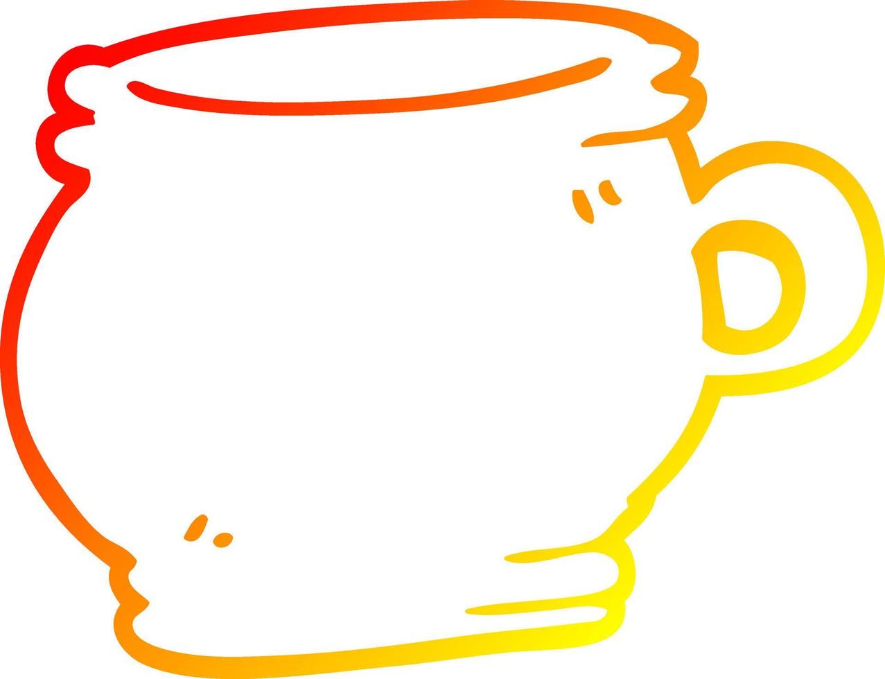 warm gradient line drawing cartoon cup vector