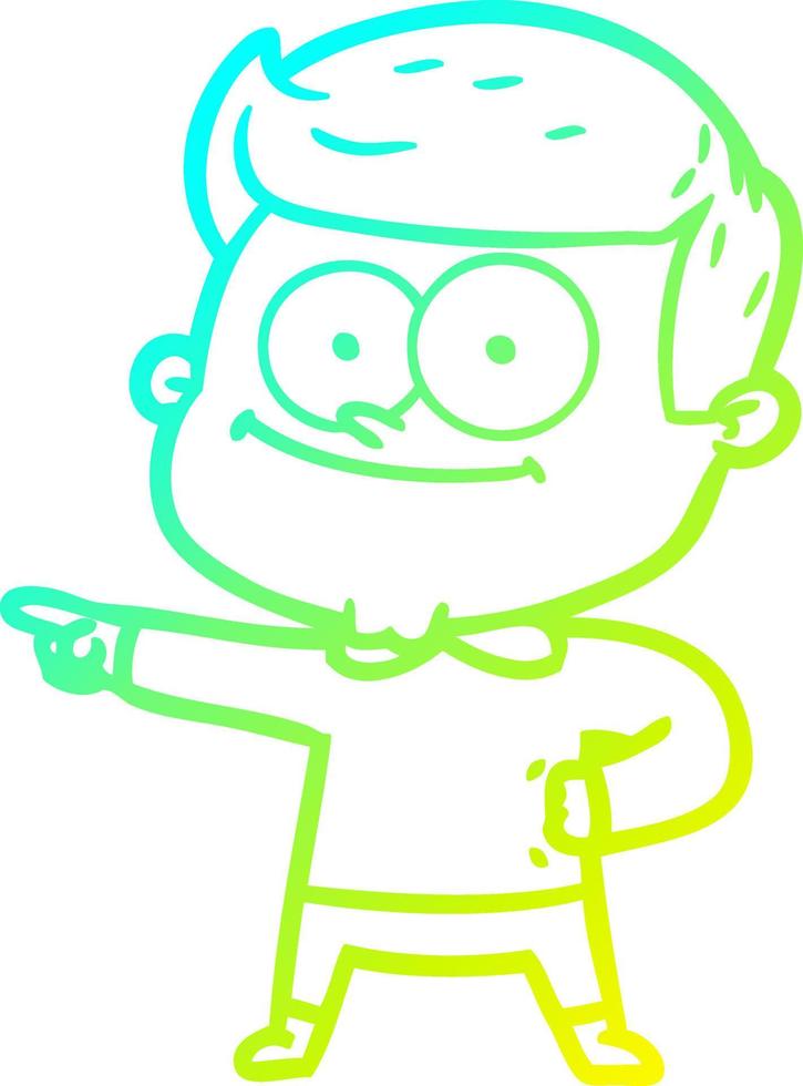 cold gradient line drawing cartoon happy man vector