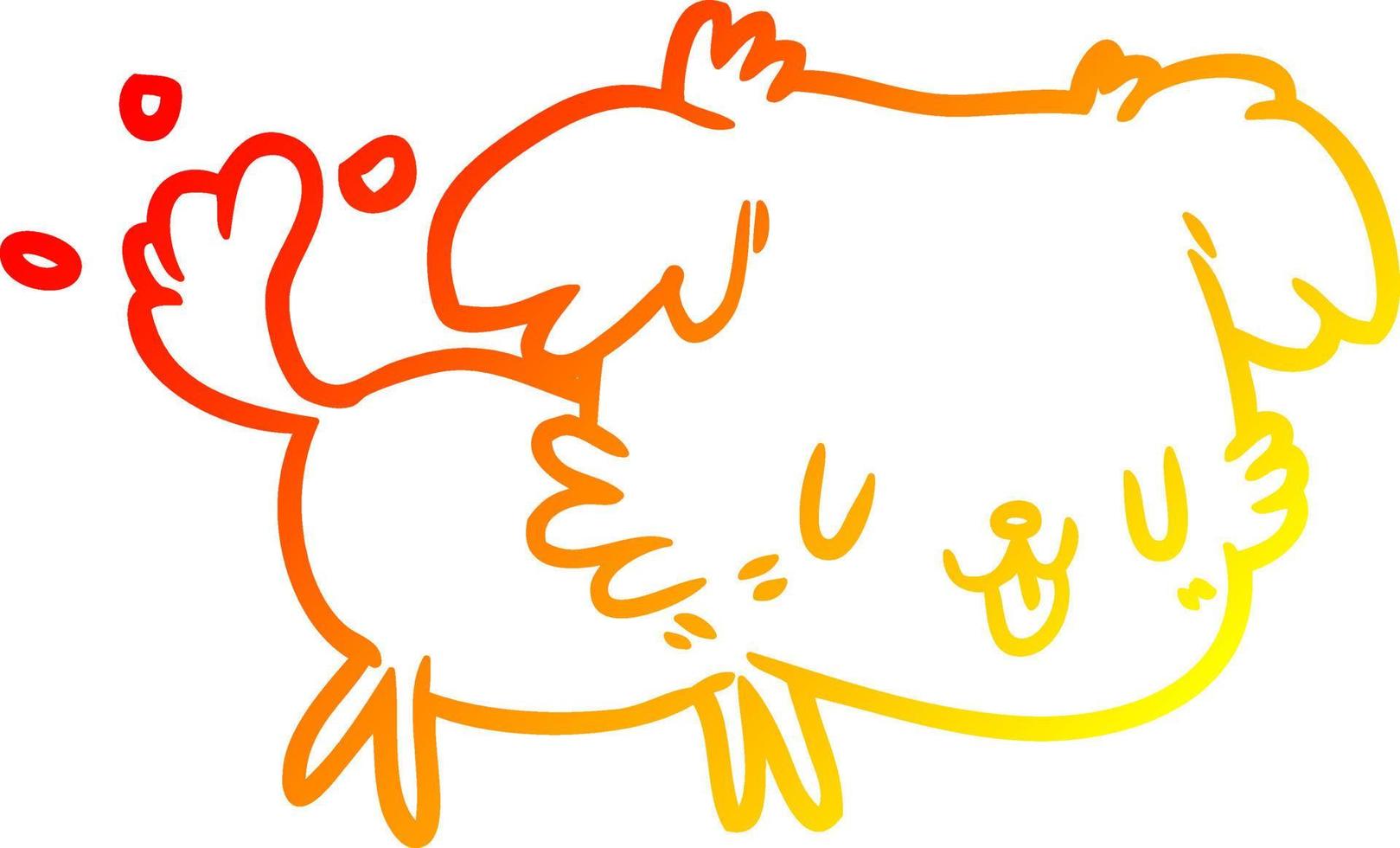 warm gradient line drawing cute dog wagging tail vector