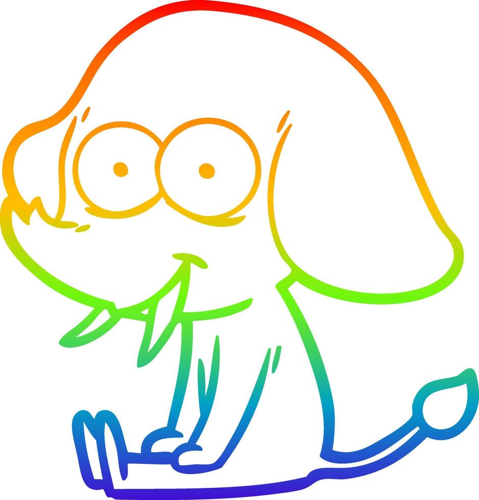 rainbow gradient line drawing happy cartoon elephant vector