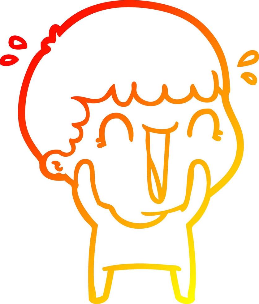 warm gradient line drawing laughing cartoon man vector