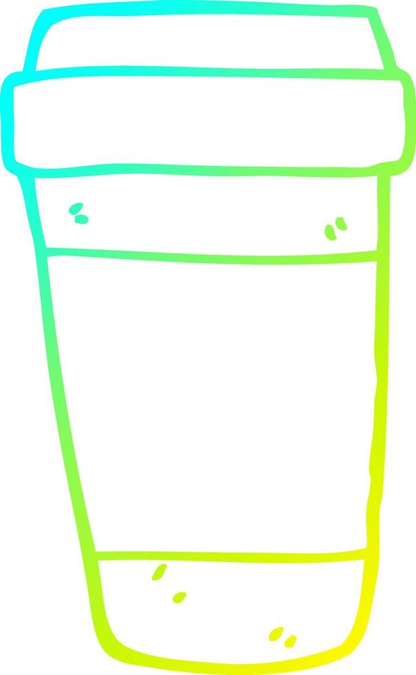 cold gradient line drawing cartoon coffee cup vector