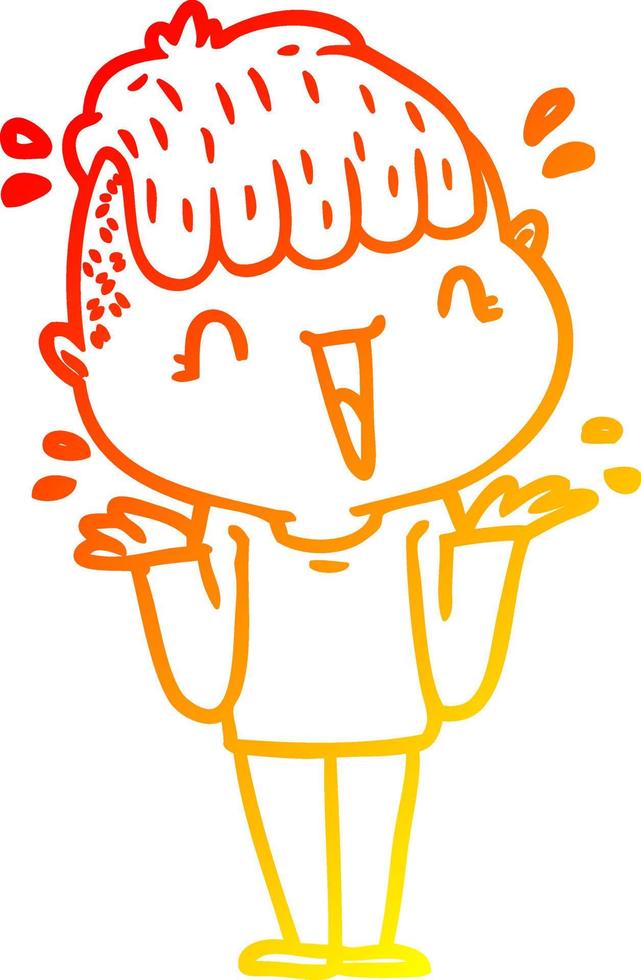 warm gradient line drawing cartoon happy boy surprised vector