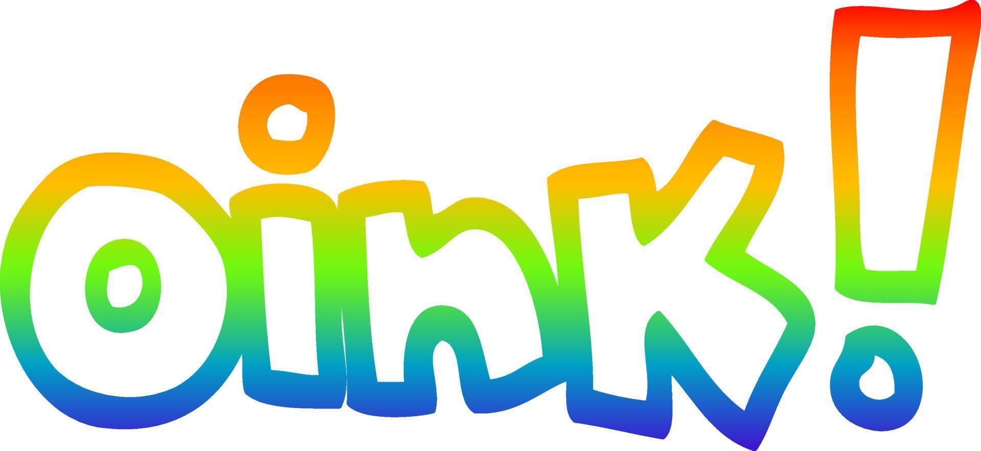 rainbow gradient line drawing cartoon word oink vector