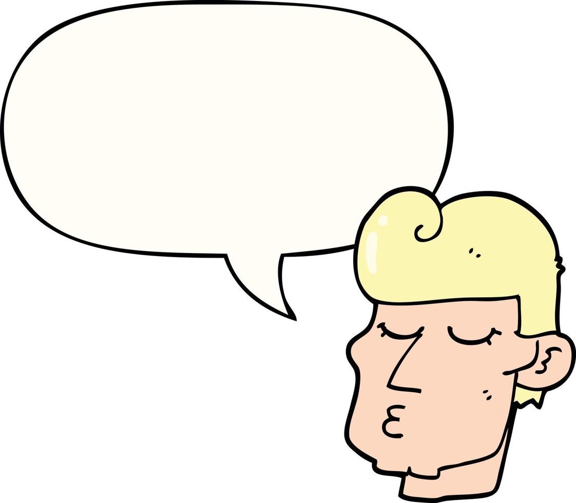 cartoon handsome man and speech bubble vector