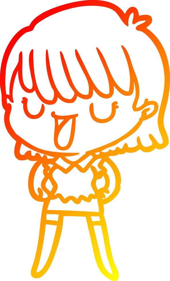 warm gradient line drawing cartoon woman vector