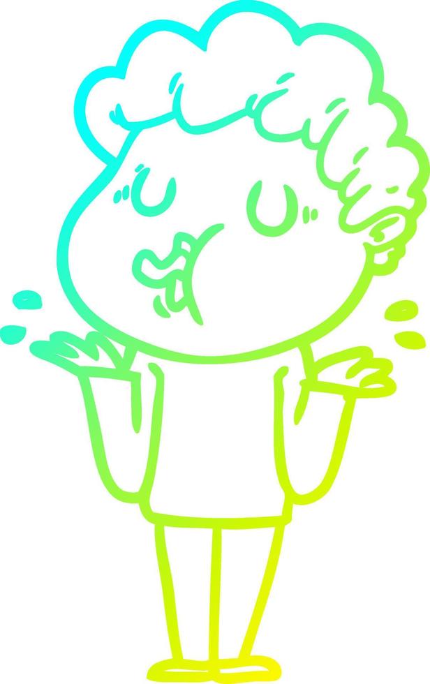 cold gradient line drawing cartoon man singing vector