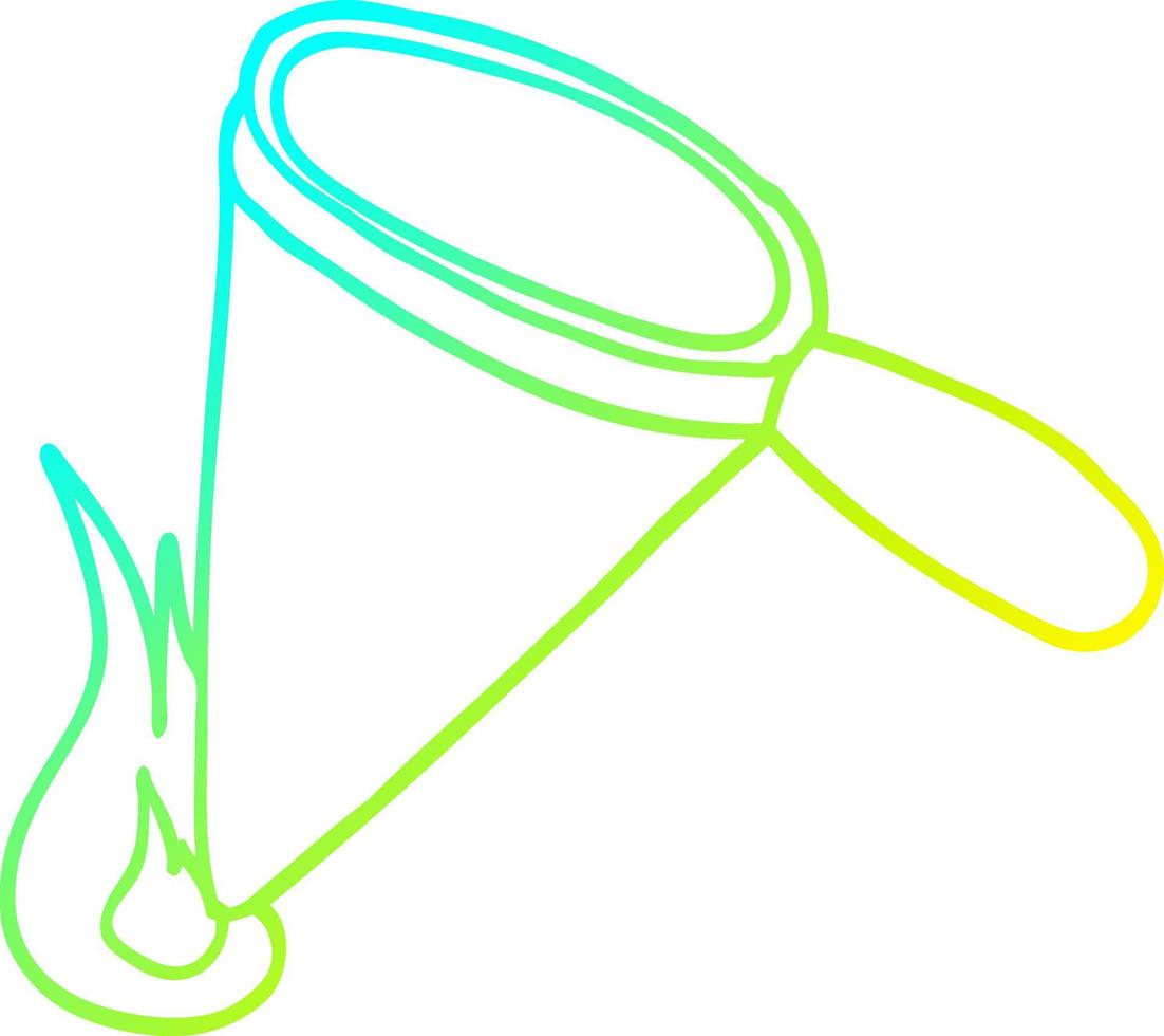 cold gradient line drawing cartoon magnifying glass vector