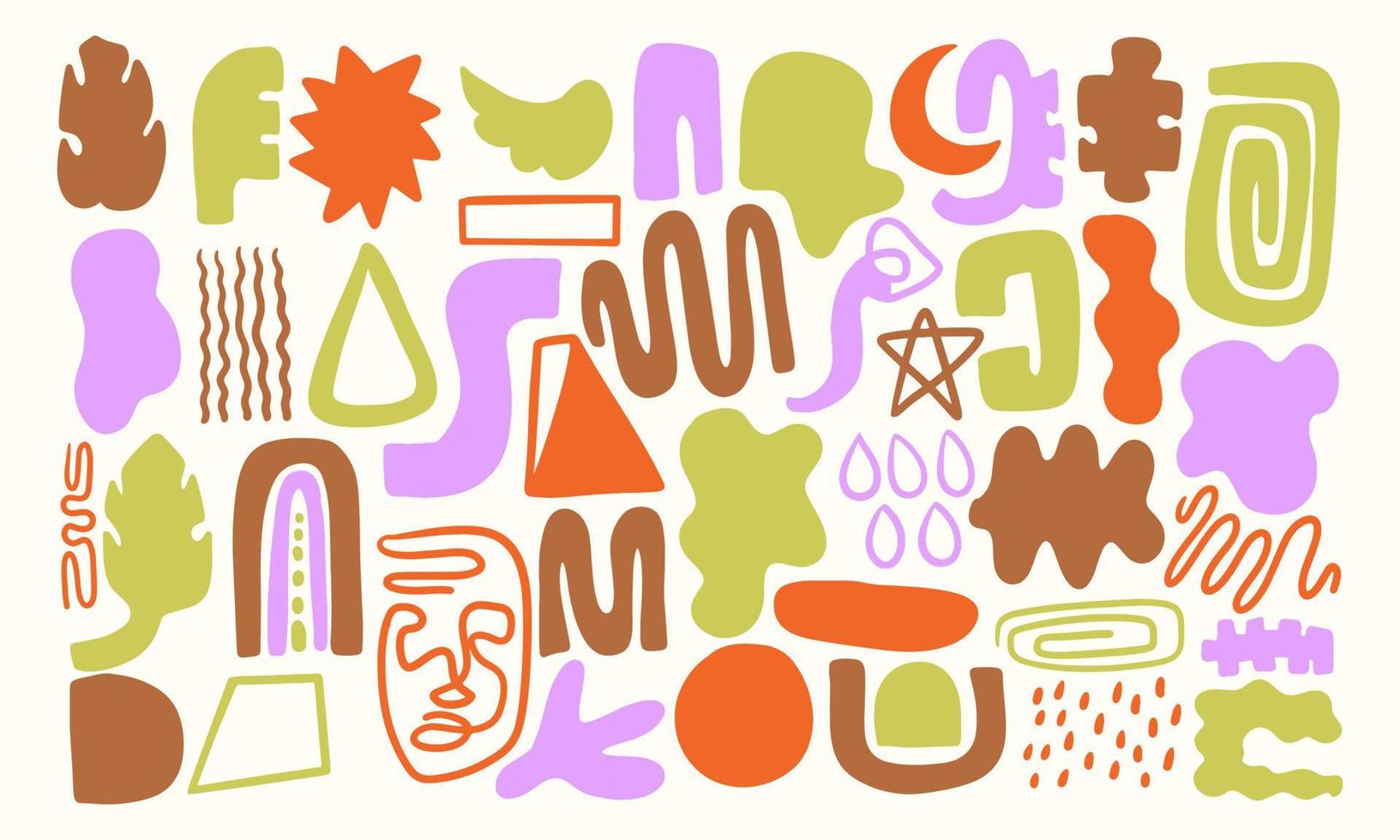 Big collection set of abstract vector shape. Modern trendy background doodle.