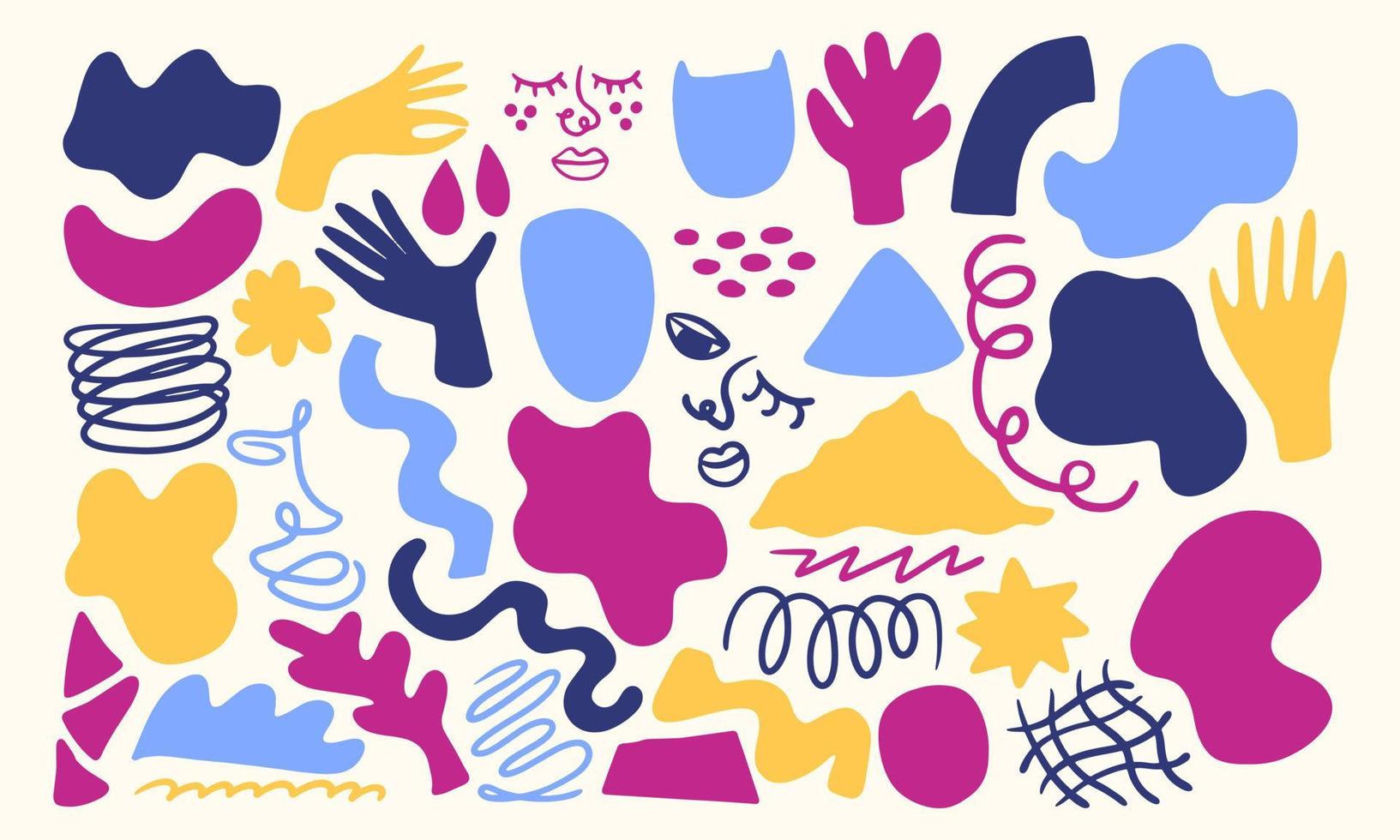 Doodle abstract background big colelction shape. Modern handdrawn vector
