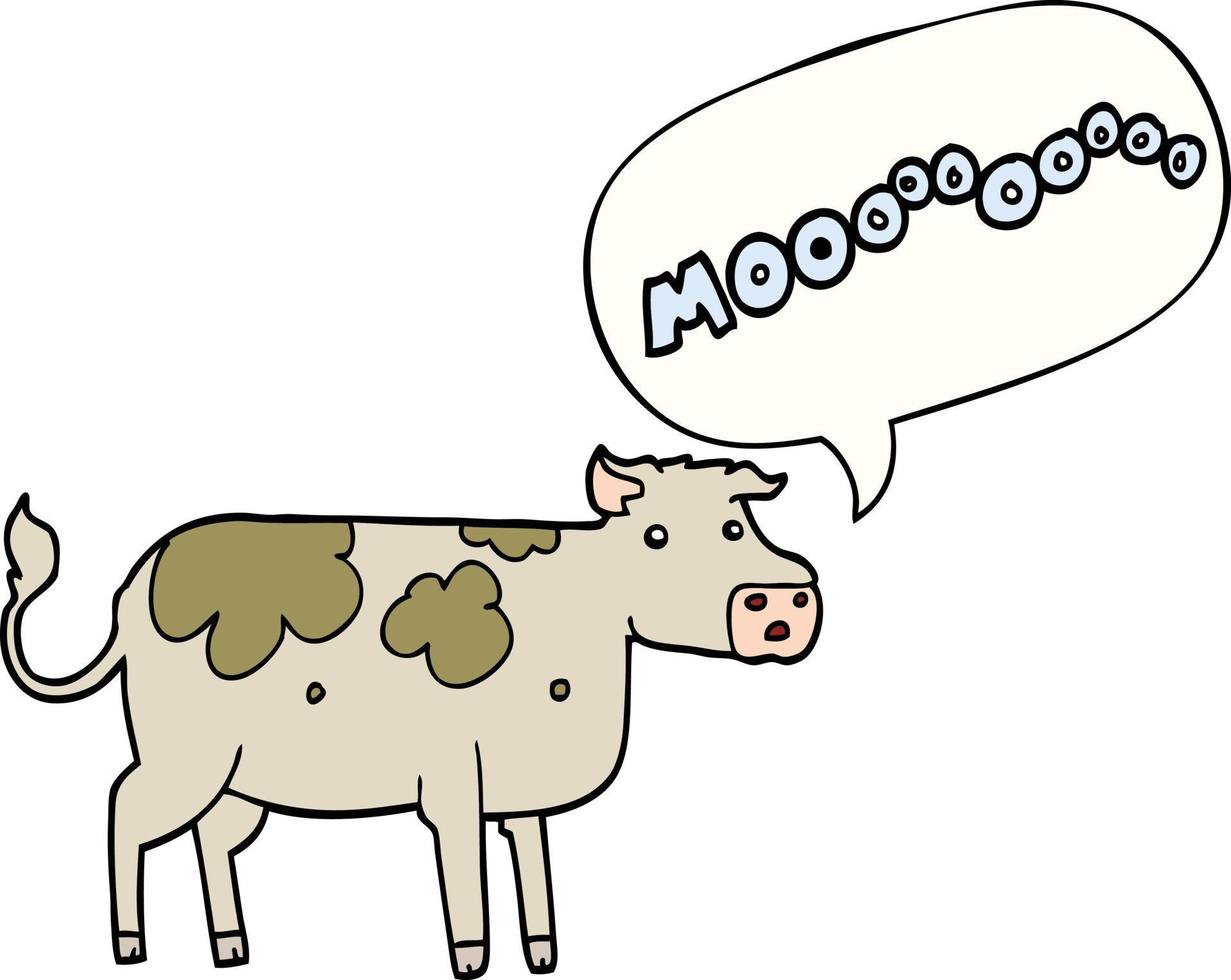 caricatura, vaca, y, burbuja del discurso vector