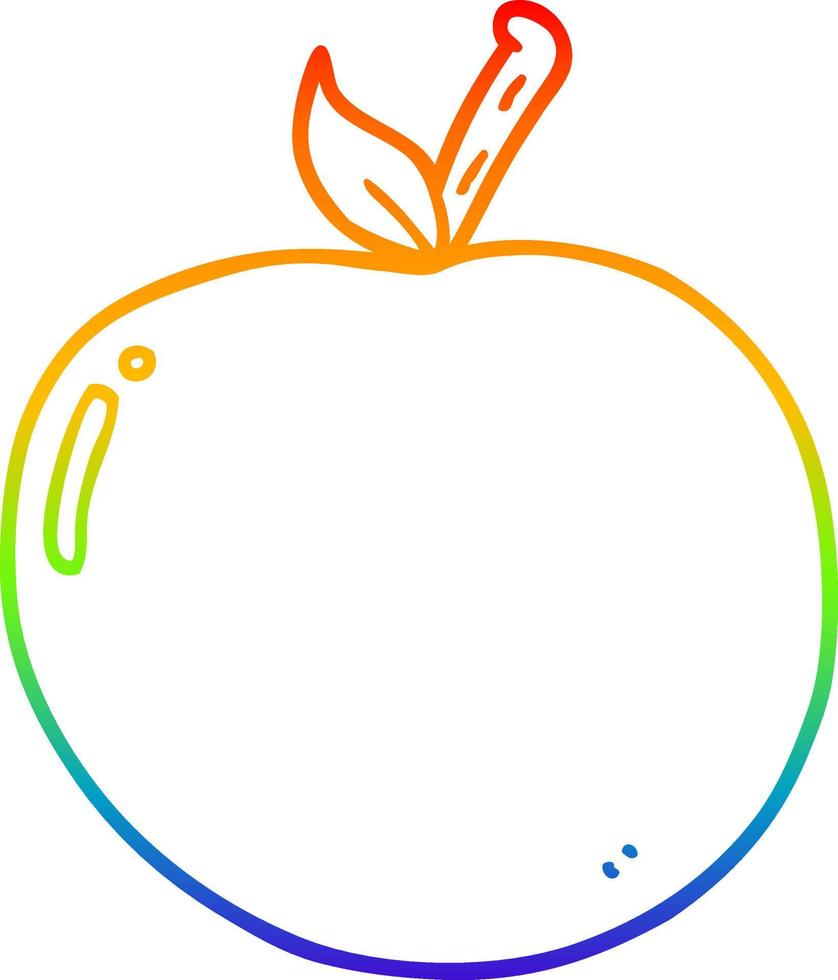 rainbow gradient line drawing cartoon apple vector