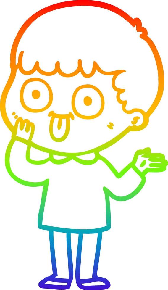 rainbow gradient line drawing cartoon man staring vector