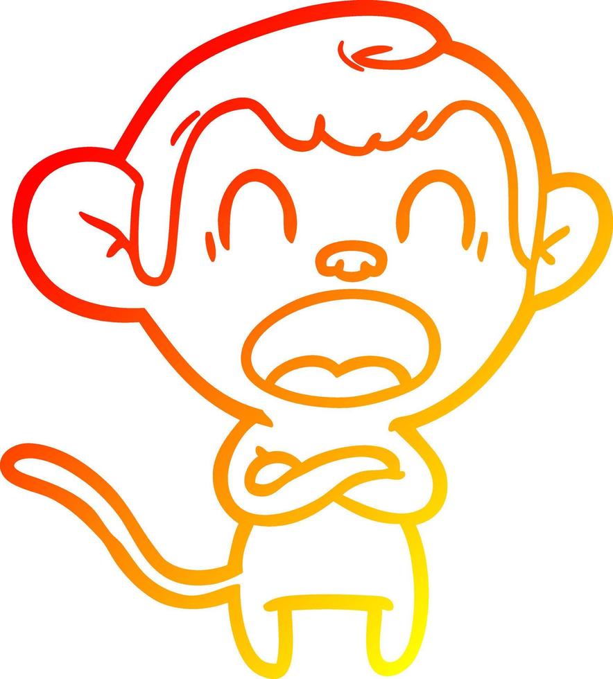 warm gradient line drawing shouting cartoon monkey vector