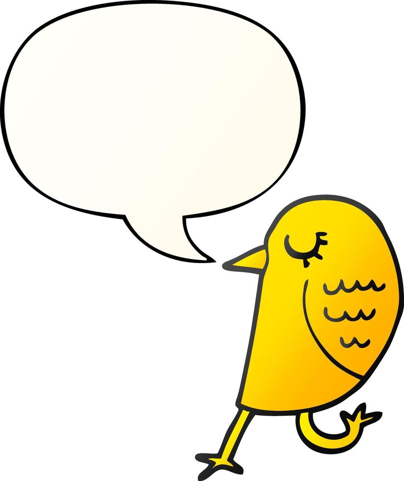 cartoon bird and speech bubble in smooth gradient style vector