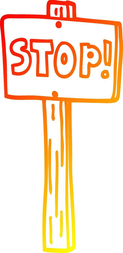 warm gradient line drawing cartoon traffic signs vector