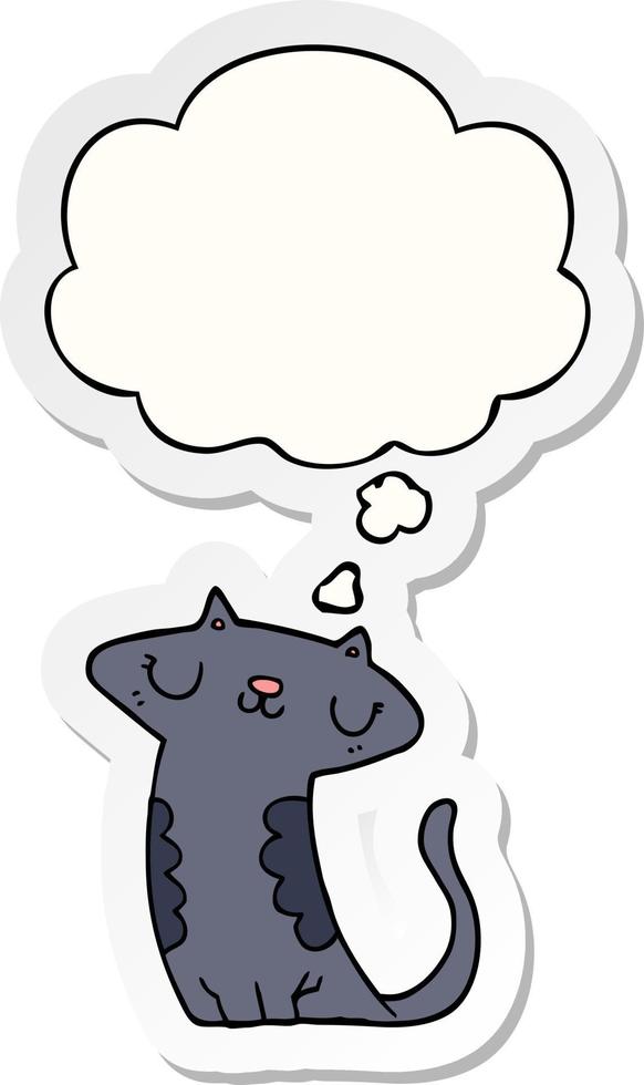 cartoon cat and thought bubble as a printed sticker vector