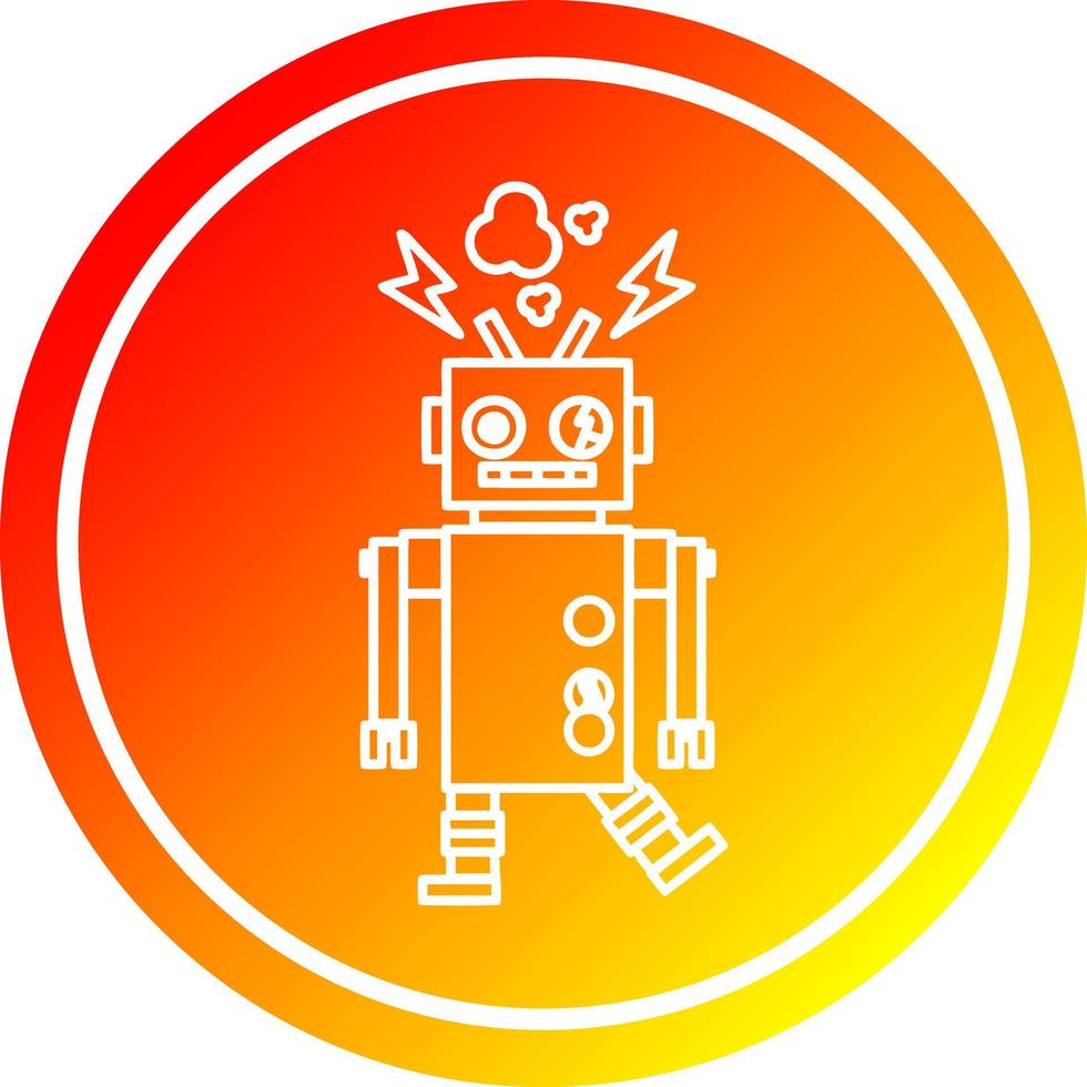 malfunctioning robot circular in hot gradient spectrum vector
