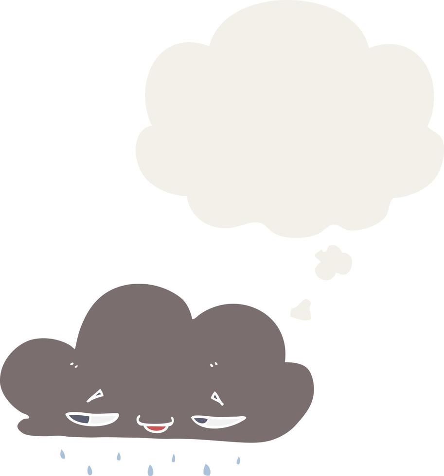 cartoon rain cloud and thought bubble in retro style vector