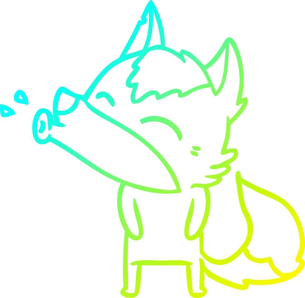 cold gradient line drawing howling wolf cartoon vector