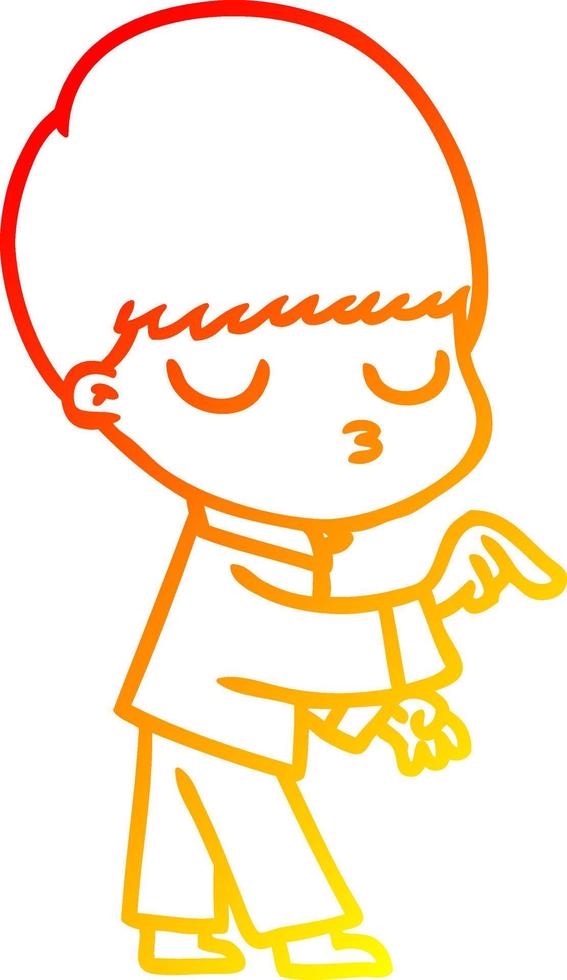 warm gradient line drawing cartoon calm boy vector