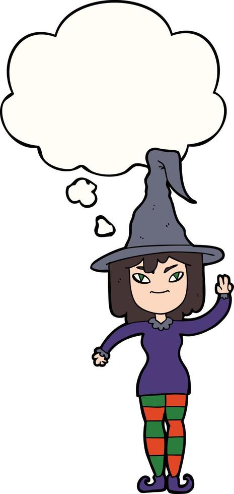 cartoon witch and thought bubble vector