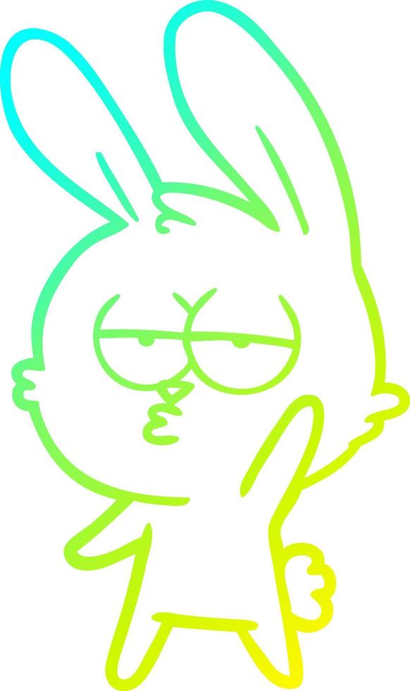cold gradient line drawing cute cartoon rabbit vector