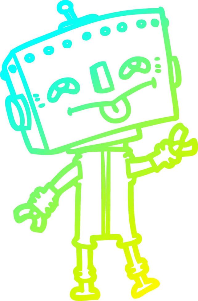 cold gradient line drawing cartoon robot vector