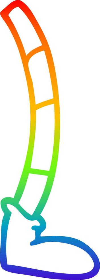 rainbow gradient line drawing cartoon retro leg vector