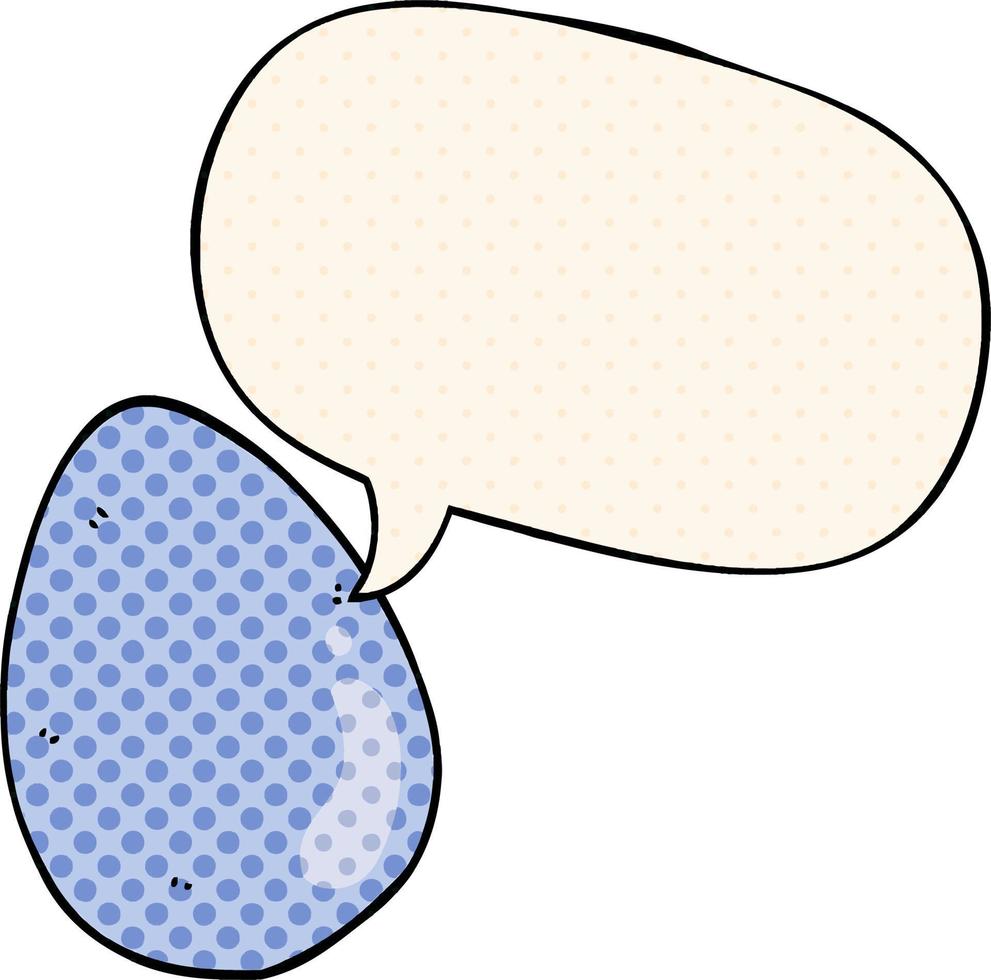 cartoon egg and speech bubble in comic book style vector