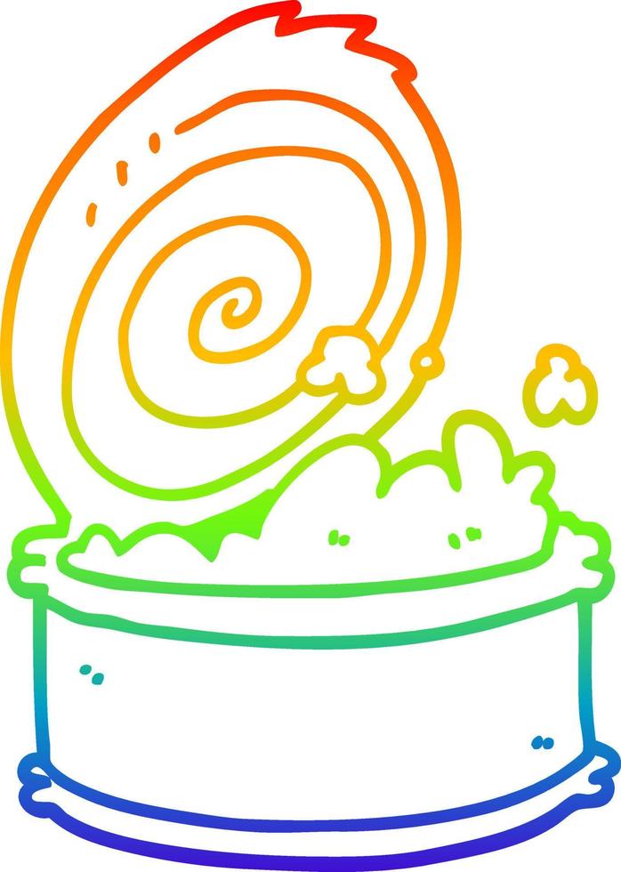rainbow gradient line drawing cartoon canned fish vector