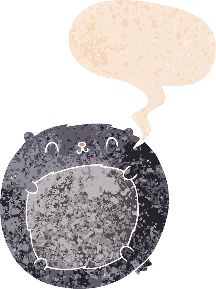 cartoon bear and speech bubble in retro textured style vector