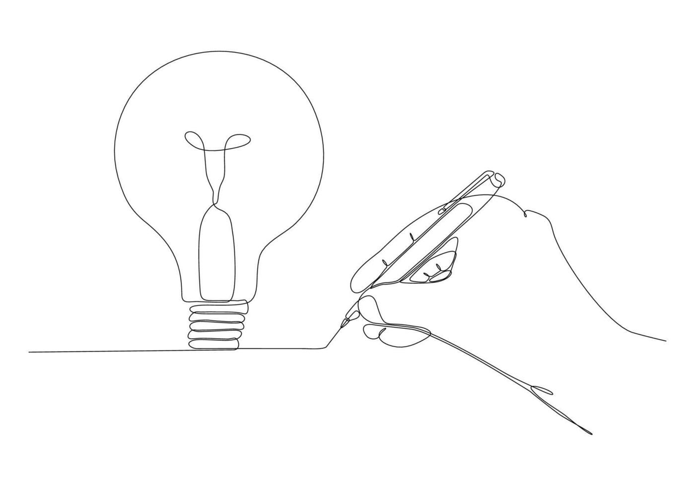 continuous line drawing hand creating idea vector illustration