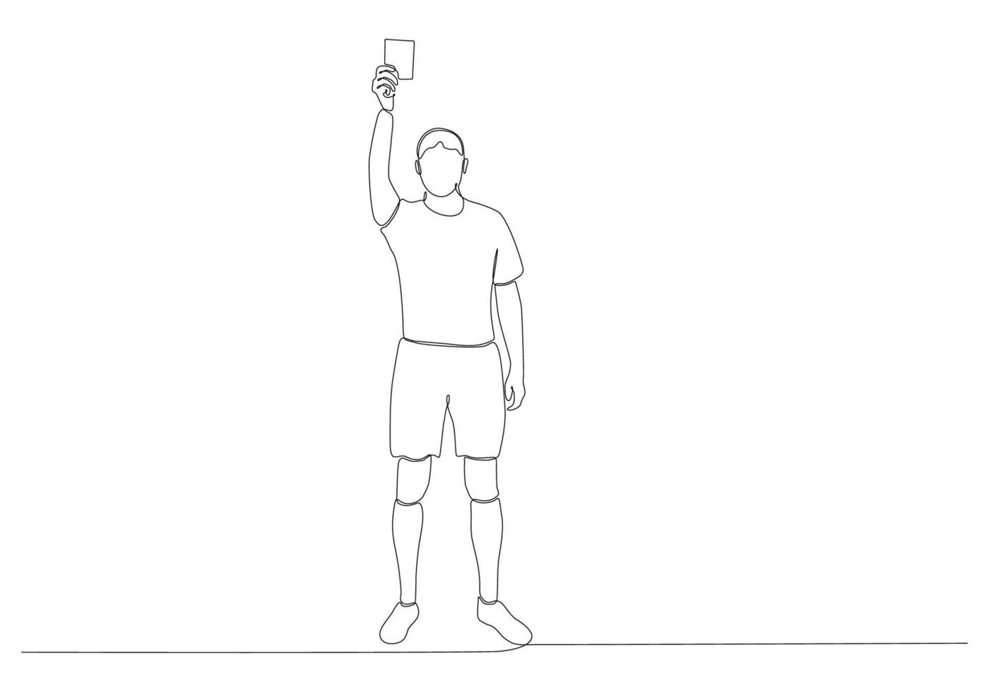 Continuous Line Drawing or Single Line Drawing Referee giving cards to player vector illustration