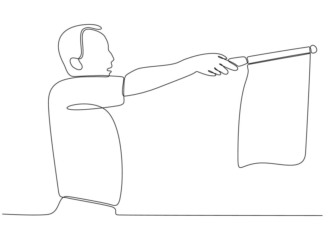 Continuous Line Drawing or Single Line Drawing Referee giving cards to player vector illustration