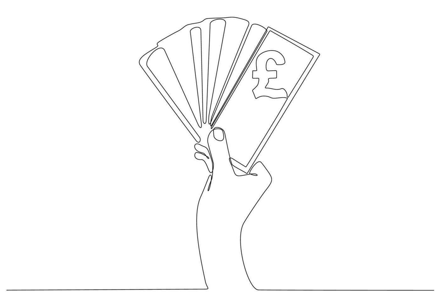 hand drawn continuous line giving banknotes pound sterling vector illustration