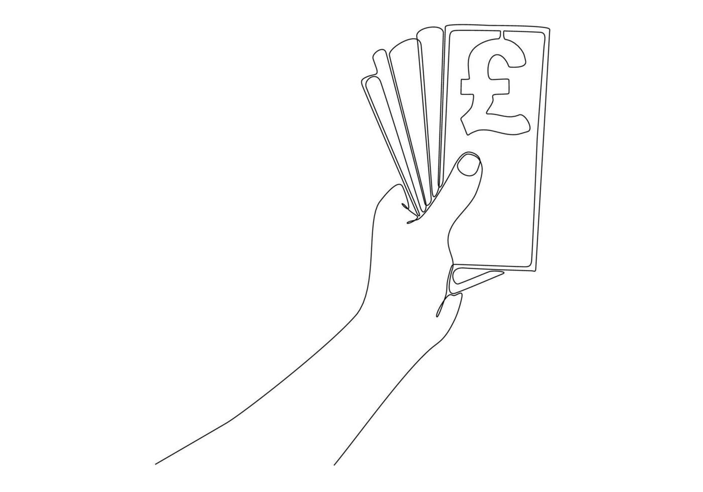 hand drawn continuous line giving banknotes pound sterling vector illustration