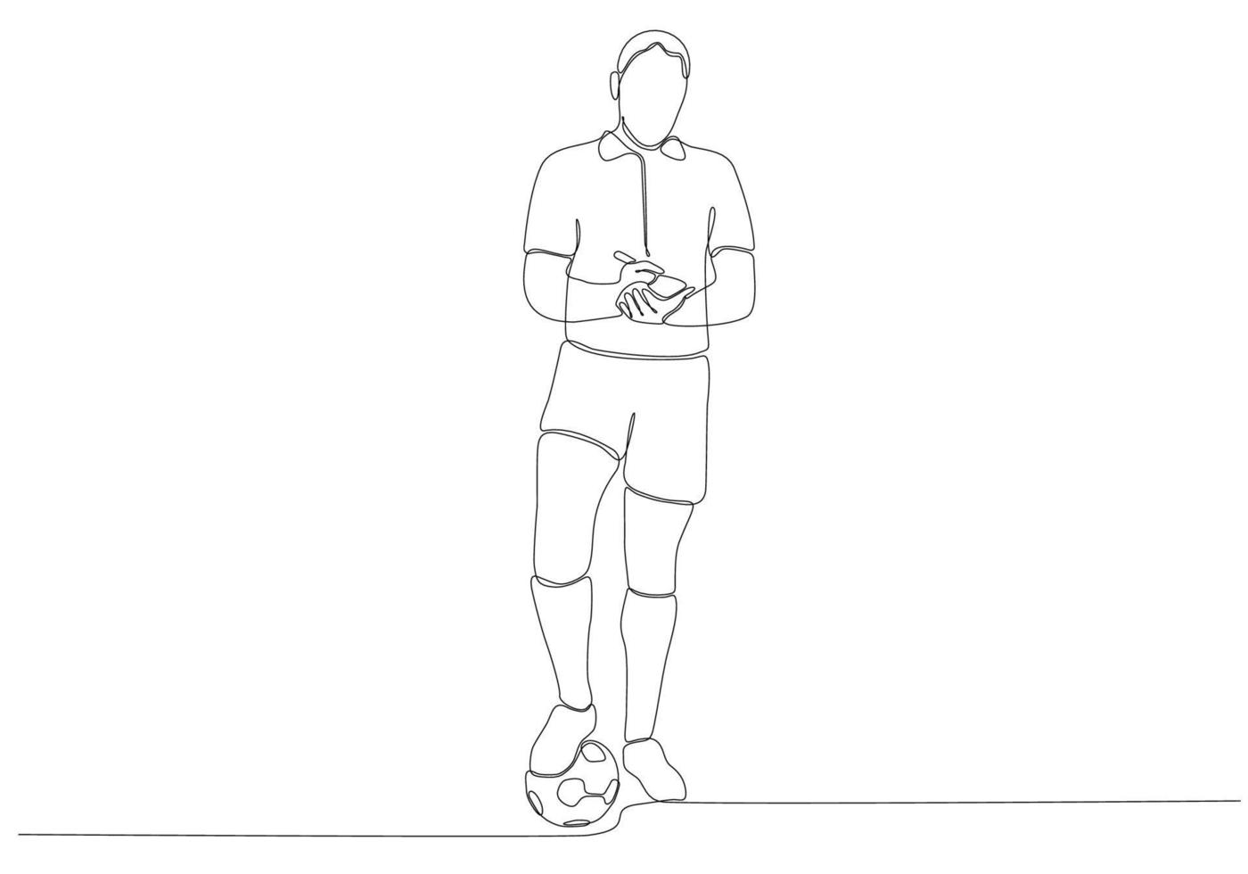 Continuous Line Drawing or Single Line Drawing Referee giving cards to player vector illustration