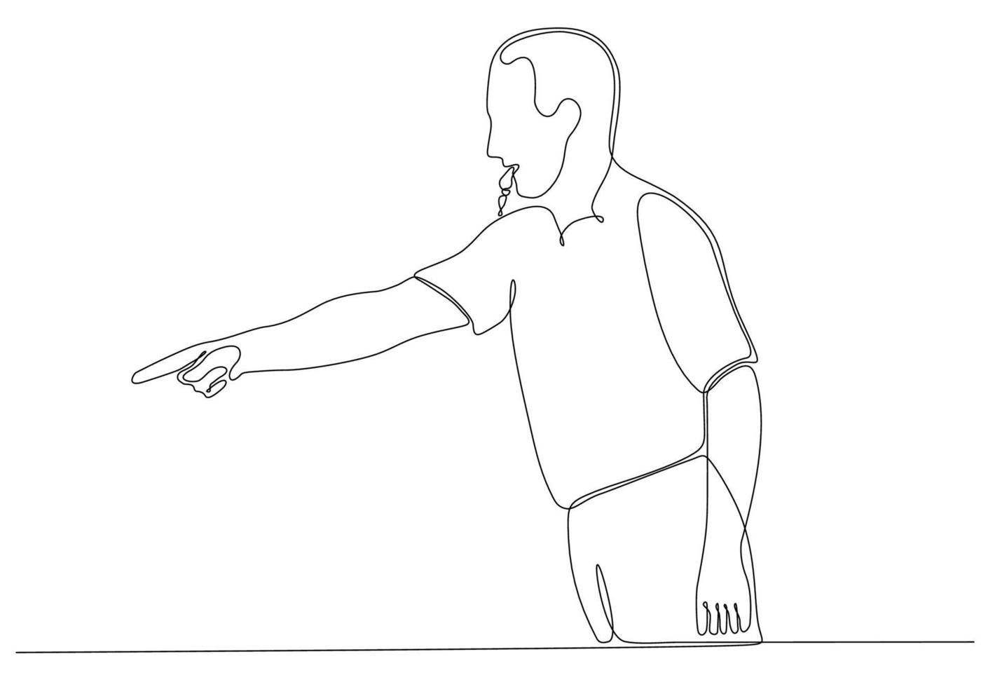 Continuous Line Drawing or Single Line Drawing Referee giving cards to player vector illustration