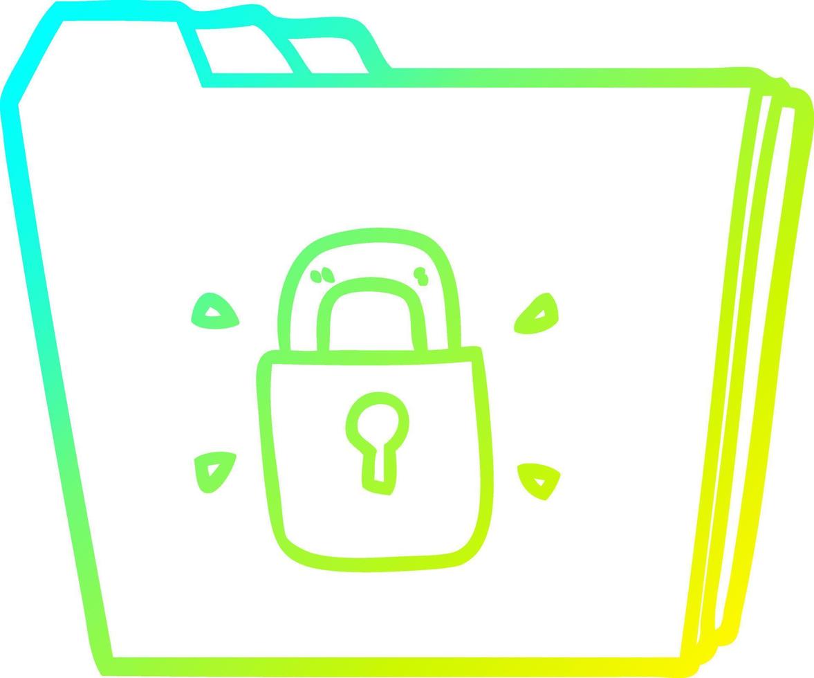 cold gradient line drawing cartoon locked files vector
