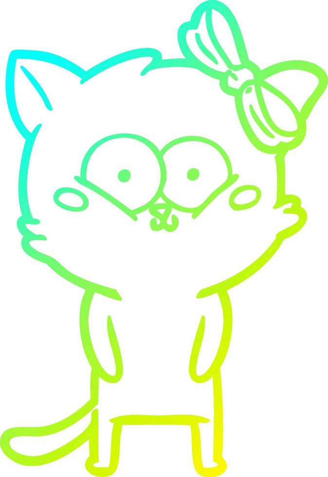 cold gradient line drawing cartoon cat vector