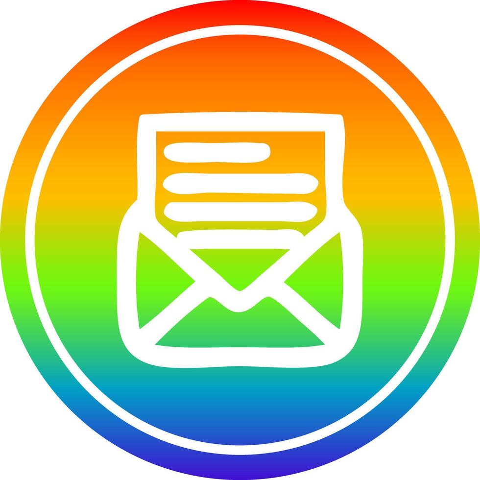 envelope letter circular in rainbow spectrum vector