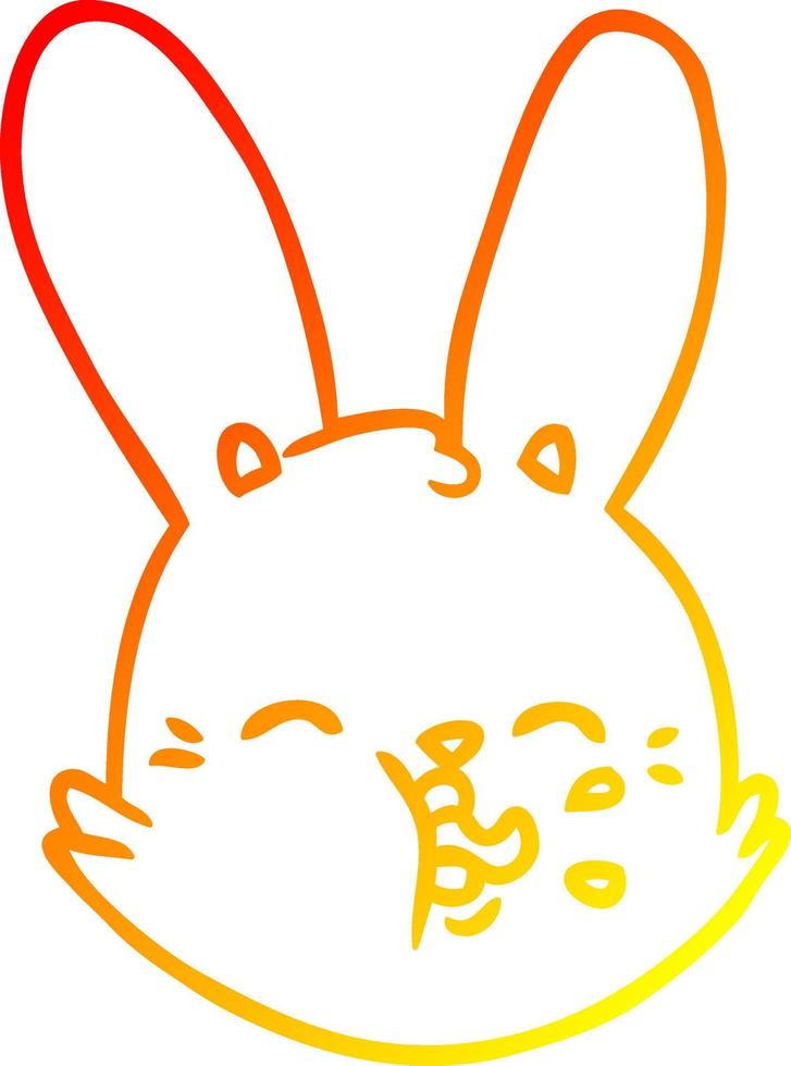warm gradient line drawing cartoon funny rabbit face vector