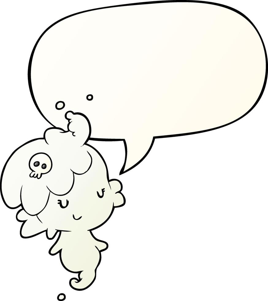 cute cartoon ghost girl and speech bubble in smooth gradient style vector