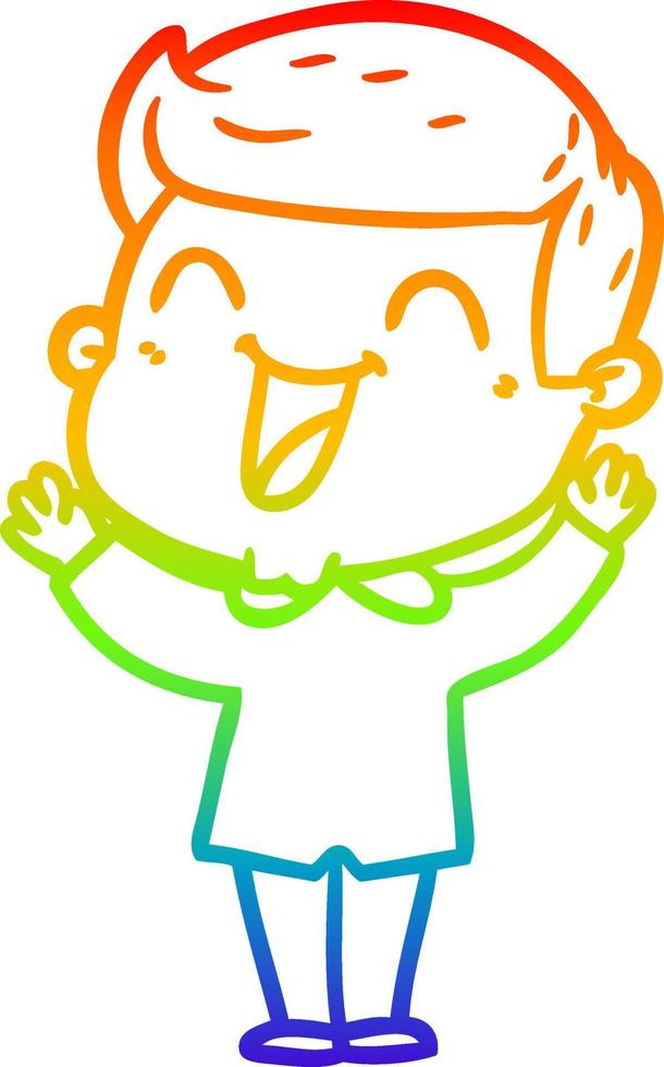 rainbow gradient line drawing cartoon man laughing vector