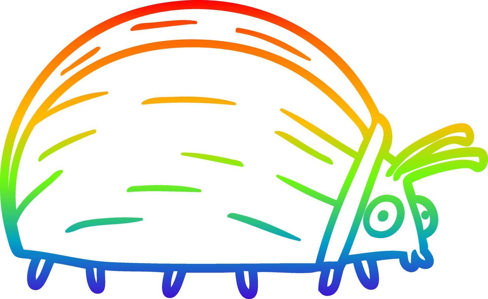 rainbow gradient line drawing huge cartoon bug vector