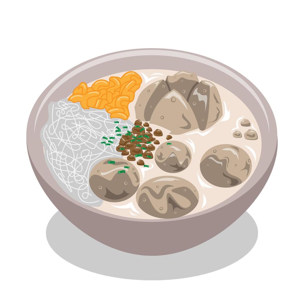 Indonesian Traditional Food Meatball Illustration Vector Image
